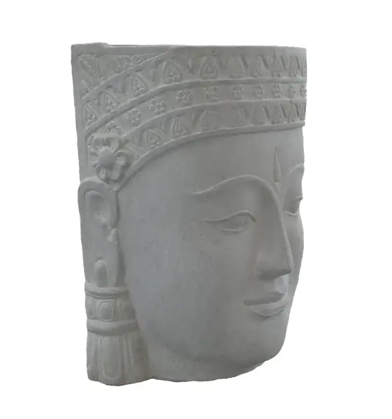 Product image 3 of the product “Khmer-head as water feature, 67cm height, cast stone, hollow, handcrafted & natural color. ”